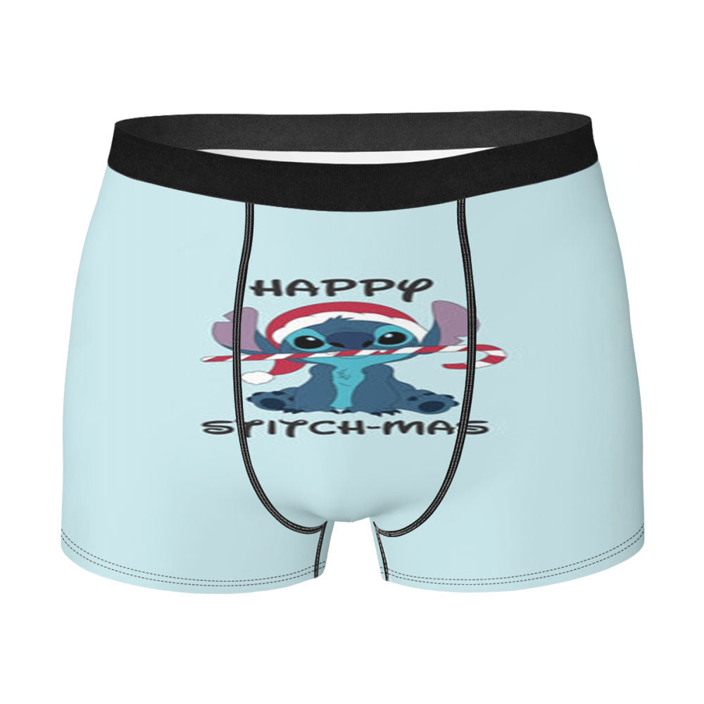 Happy Blue Alienmas - Christmas Men's Boxer Briefs