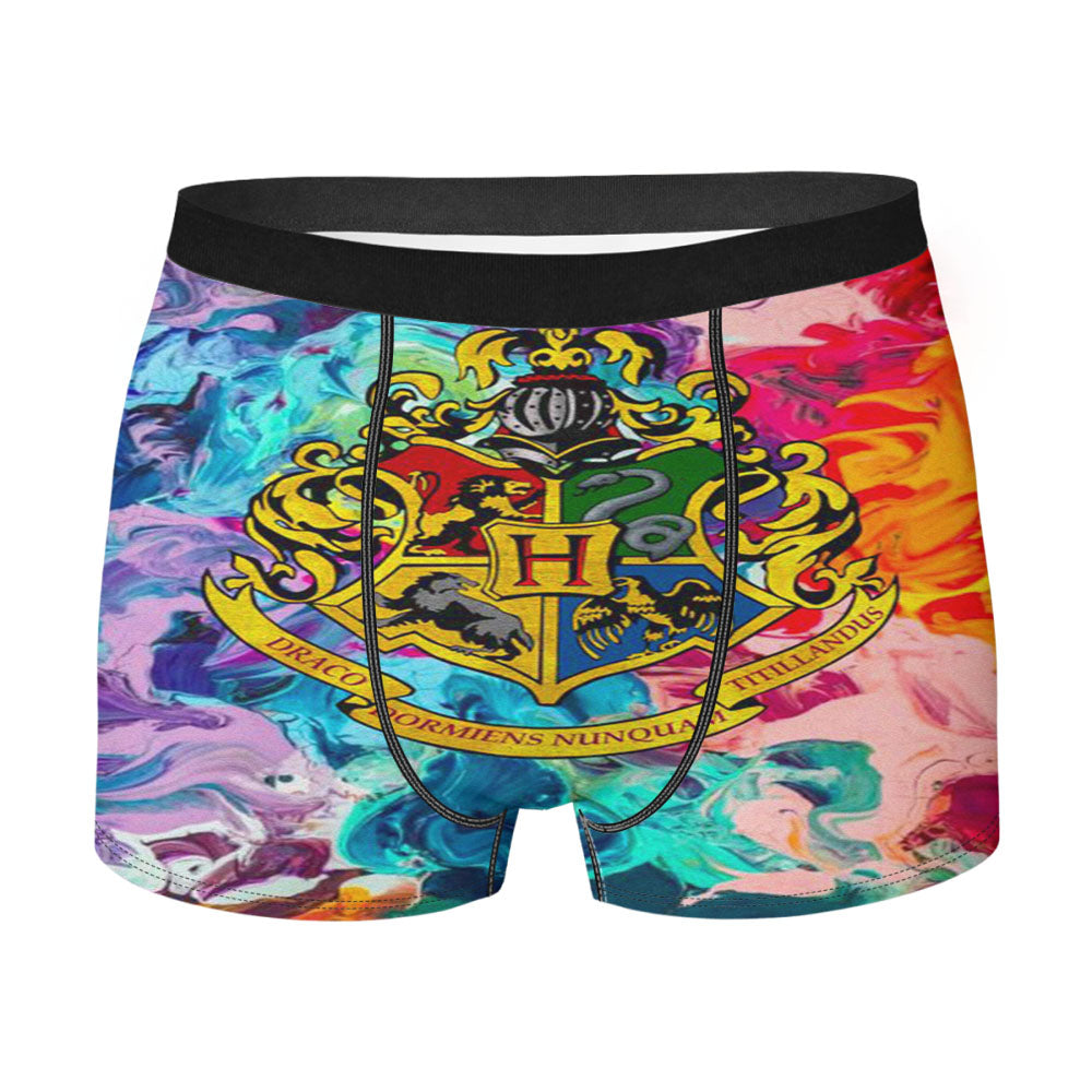 Harry Potter Hogwarts Crest Abstract Colorful Men's Boxer Briefs