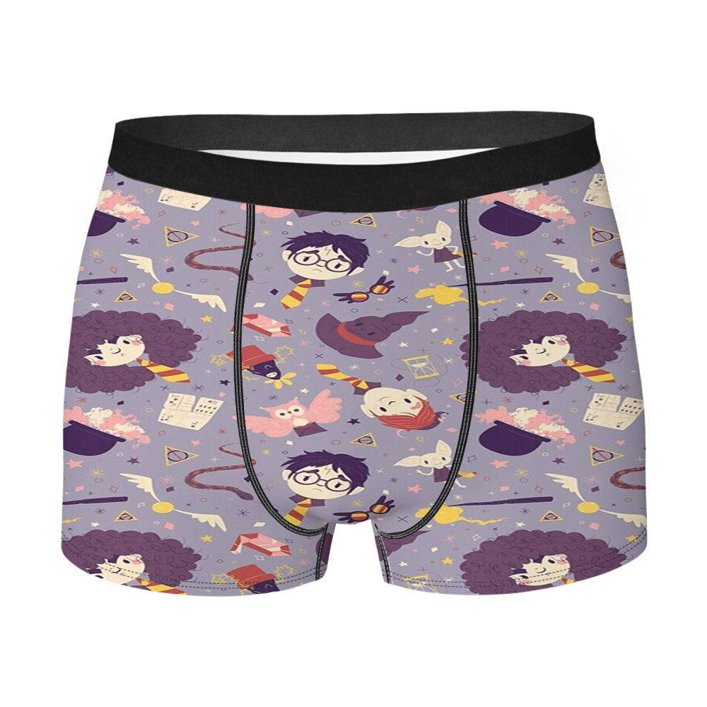 Harry Potter Purple Pattern Men's Boxer Briefs