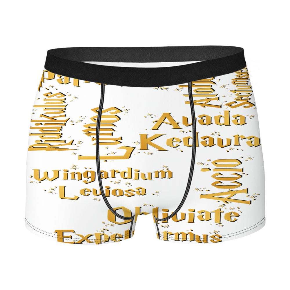 Harry Potter Spells Collage Pattern Men's Boxer Briefs