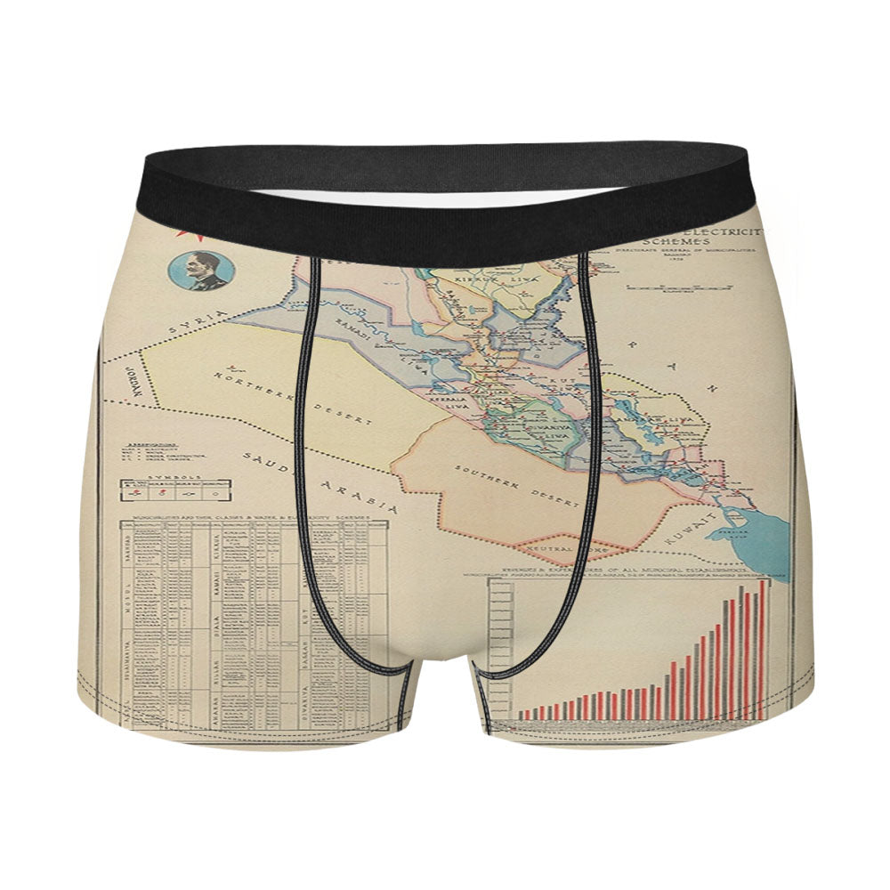 Iraq Map From 1959 Men's Boxer Briefs