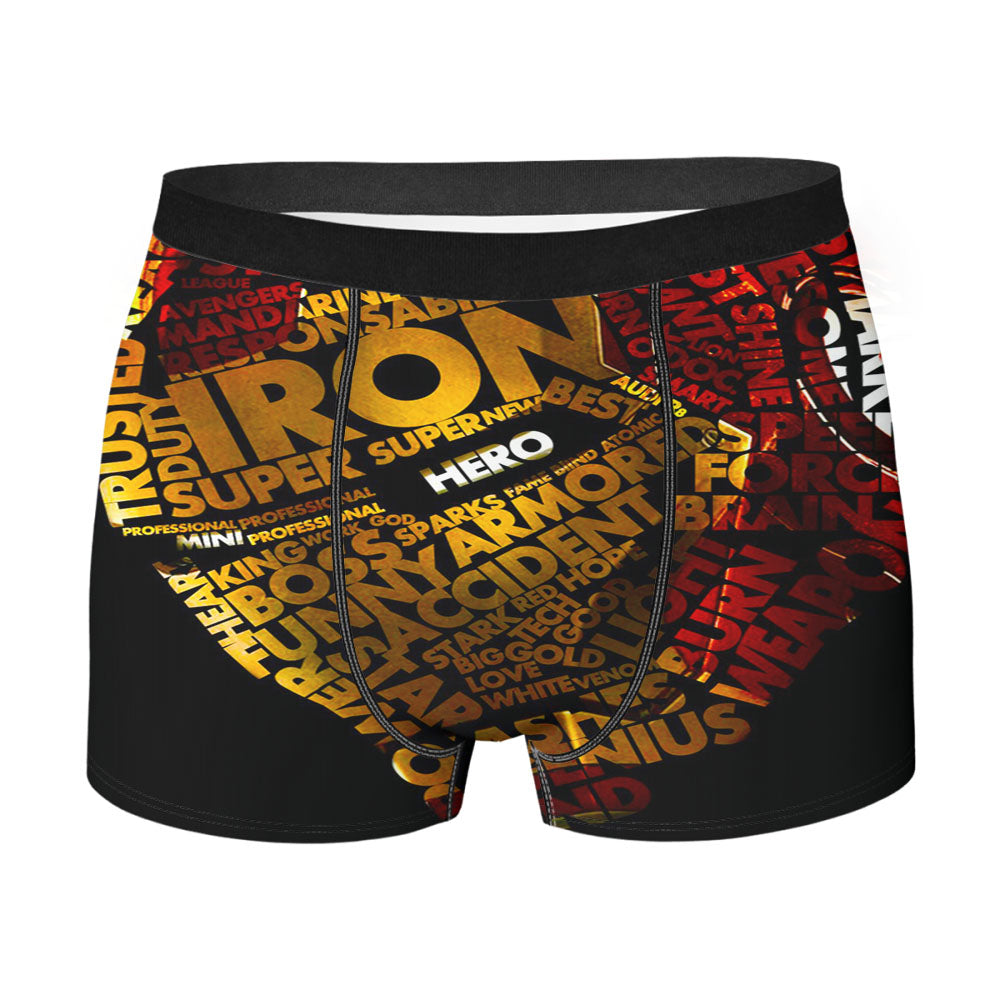 Iron Man Text Helmet Men's Boxer Briefs