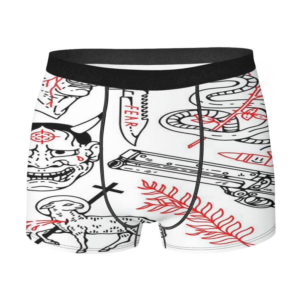 Japanese Tattoo Flash Pattern Men's Boxer Briefs