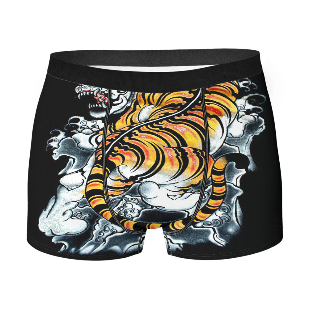 Japanese Tiger Art Backgrounds Wallpaper Men's Boxer Briefs