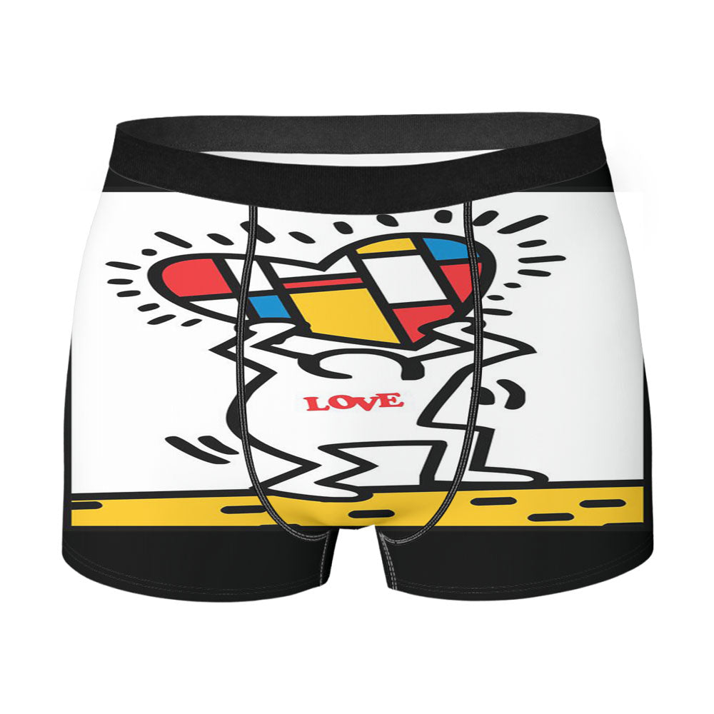Keith Haring Lover Destil Pattern Men's Boxer Briefs