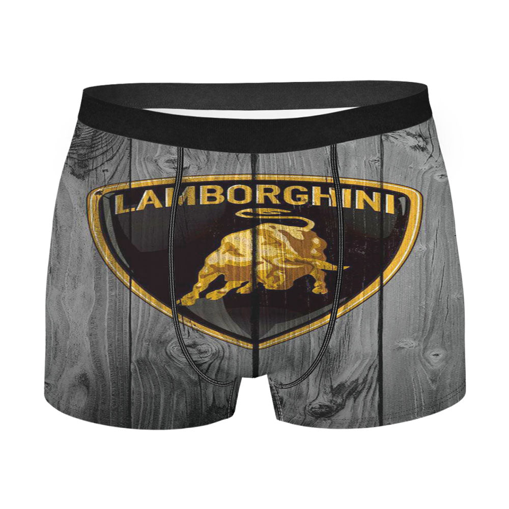 Lamborghini Black Wood Logo Men's Boxer Briefs