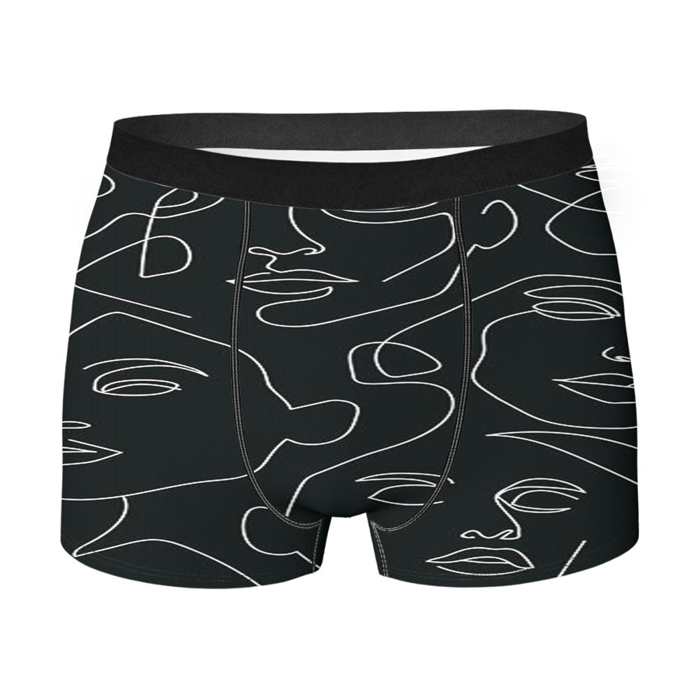 Line Face Art Pattern Men's Boxer Briefs