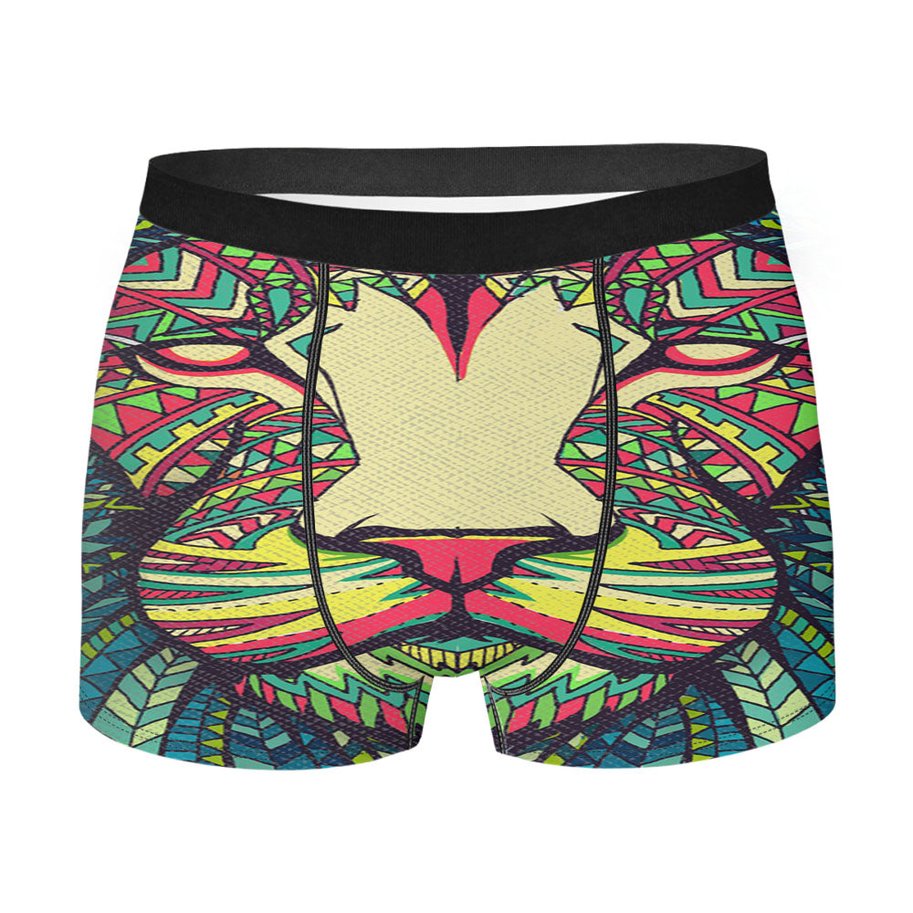 Lion Aztec Pattern Men's Boxer Briefs