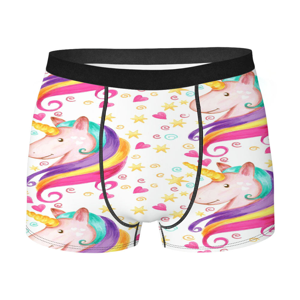 Love Unicorn Pattern Men's Boxer Briefs