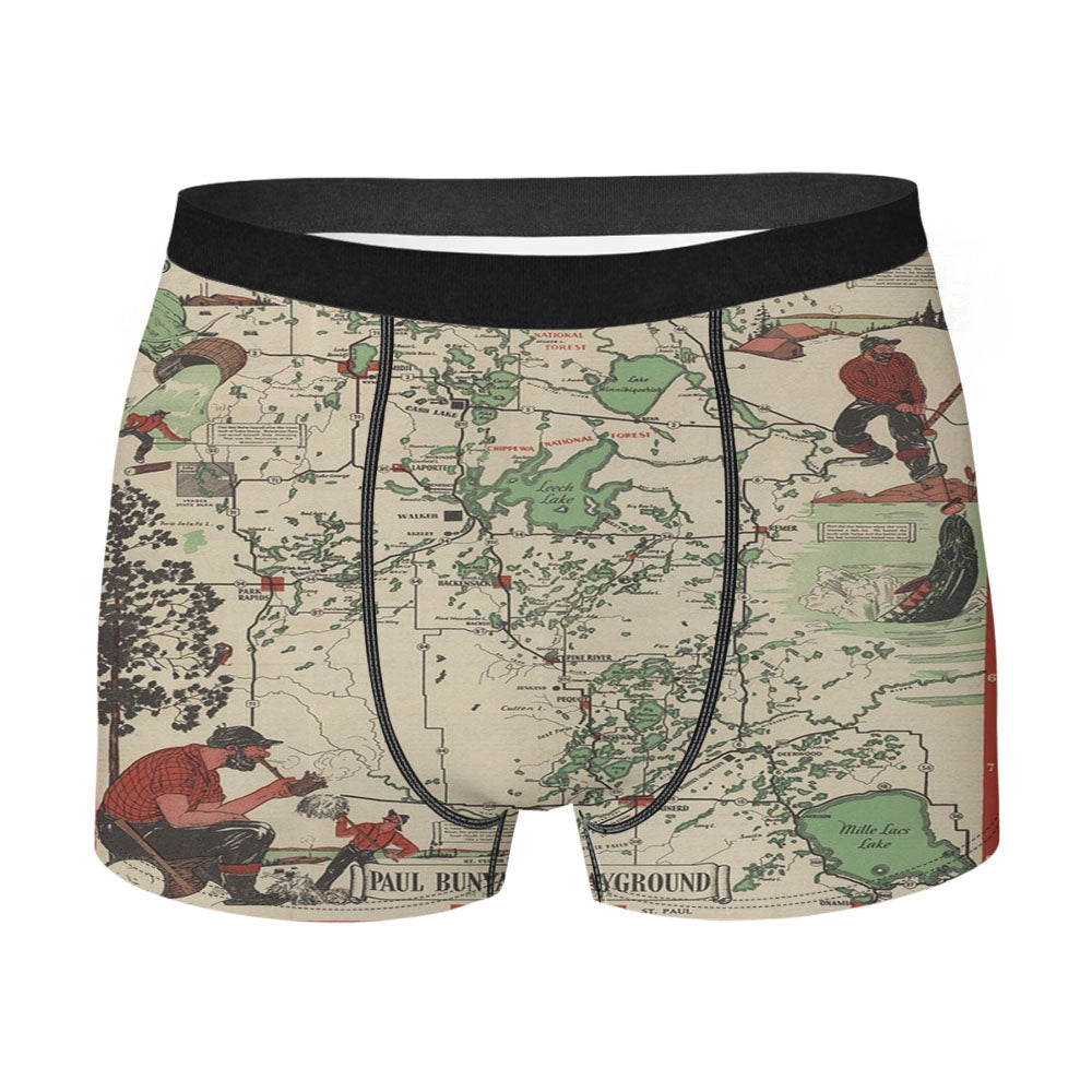 Map Of Minnesota From 1936 Men's Boxer Briefs