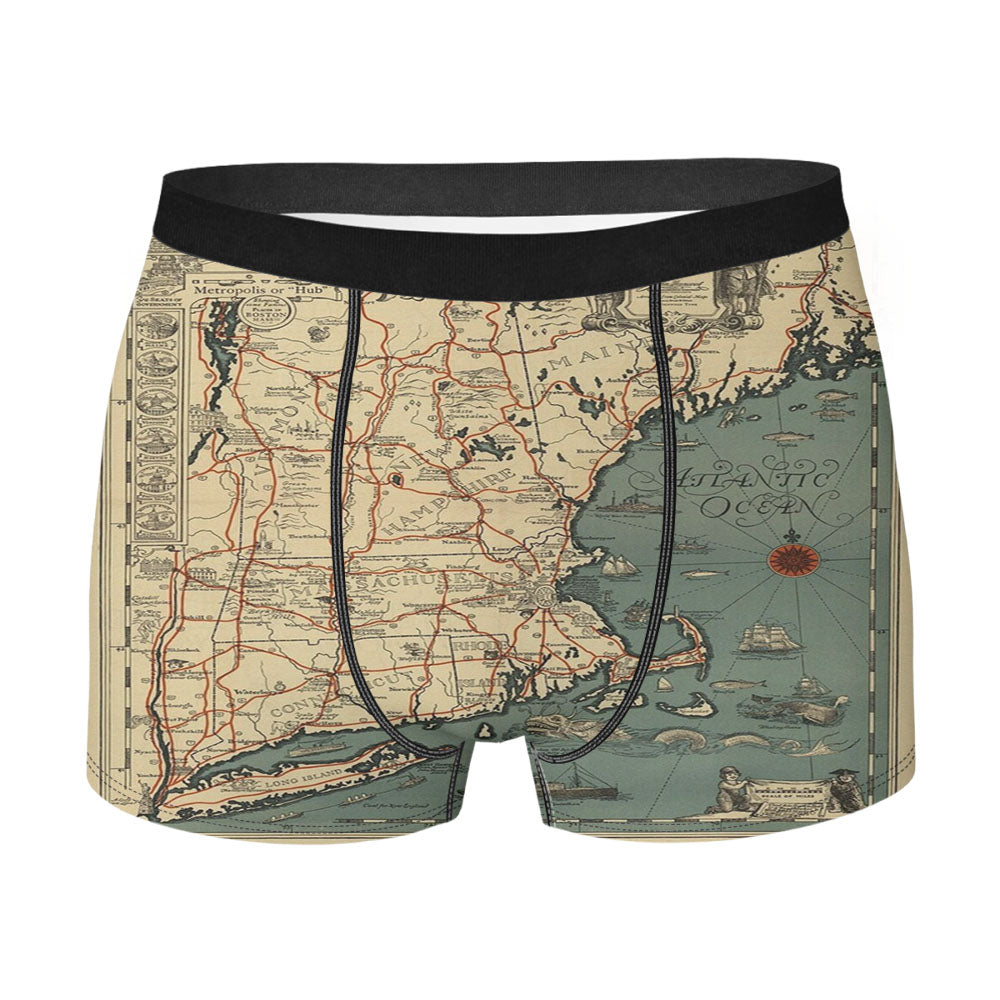 Map Of New England From 1928 Men's Boxer Briefs