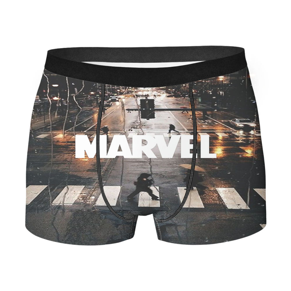 Marvel Logo In The Street Men's Boxer Briefs