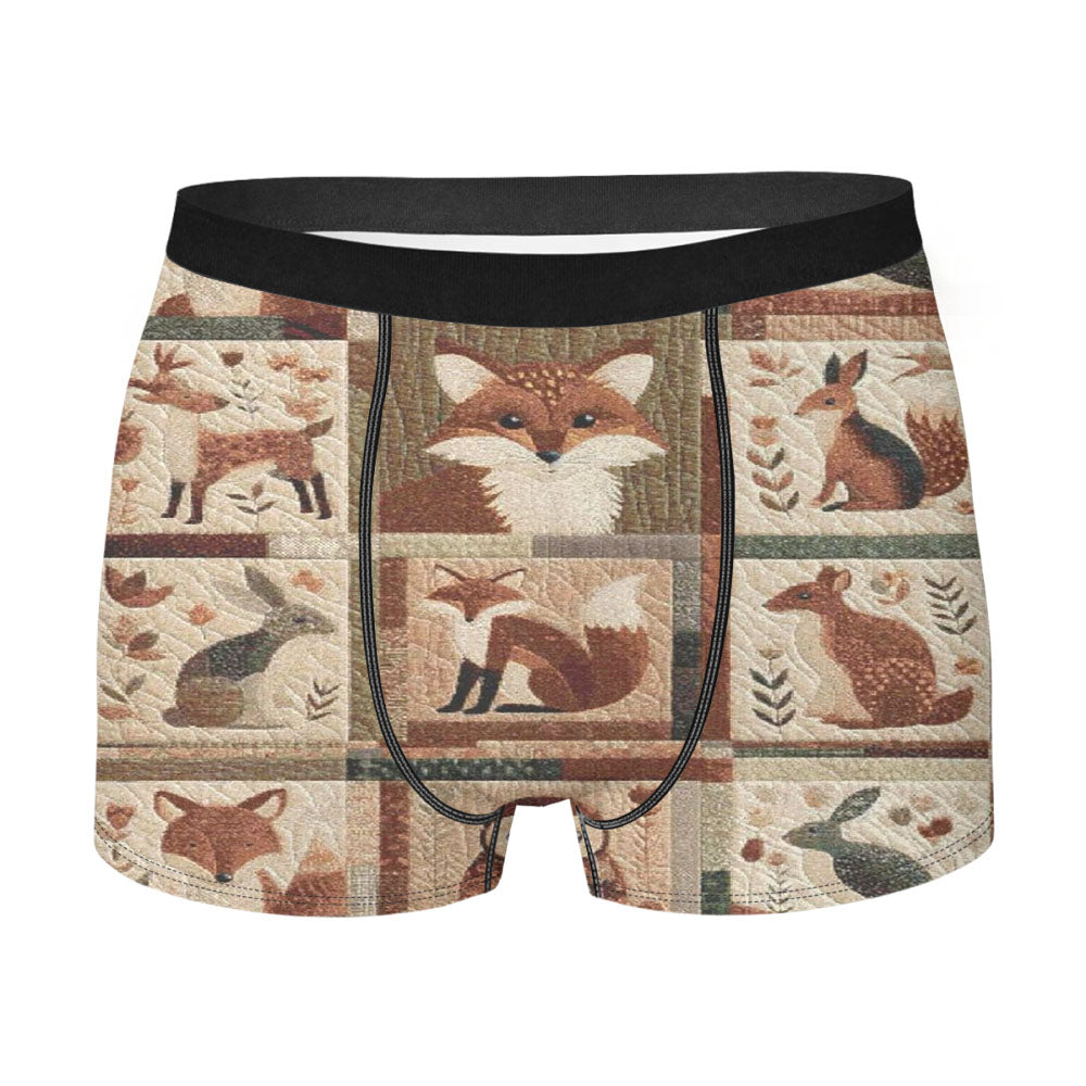 Woodland Critters Patchwork Men's Boxer Briefs