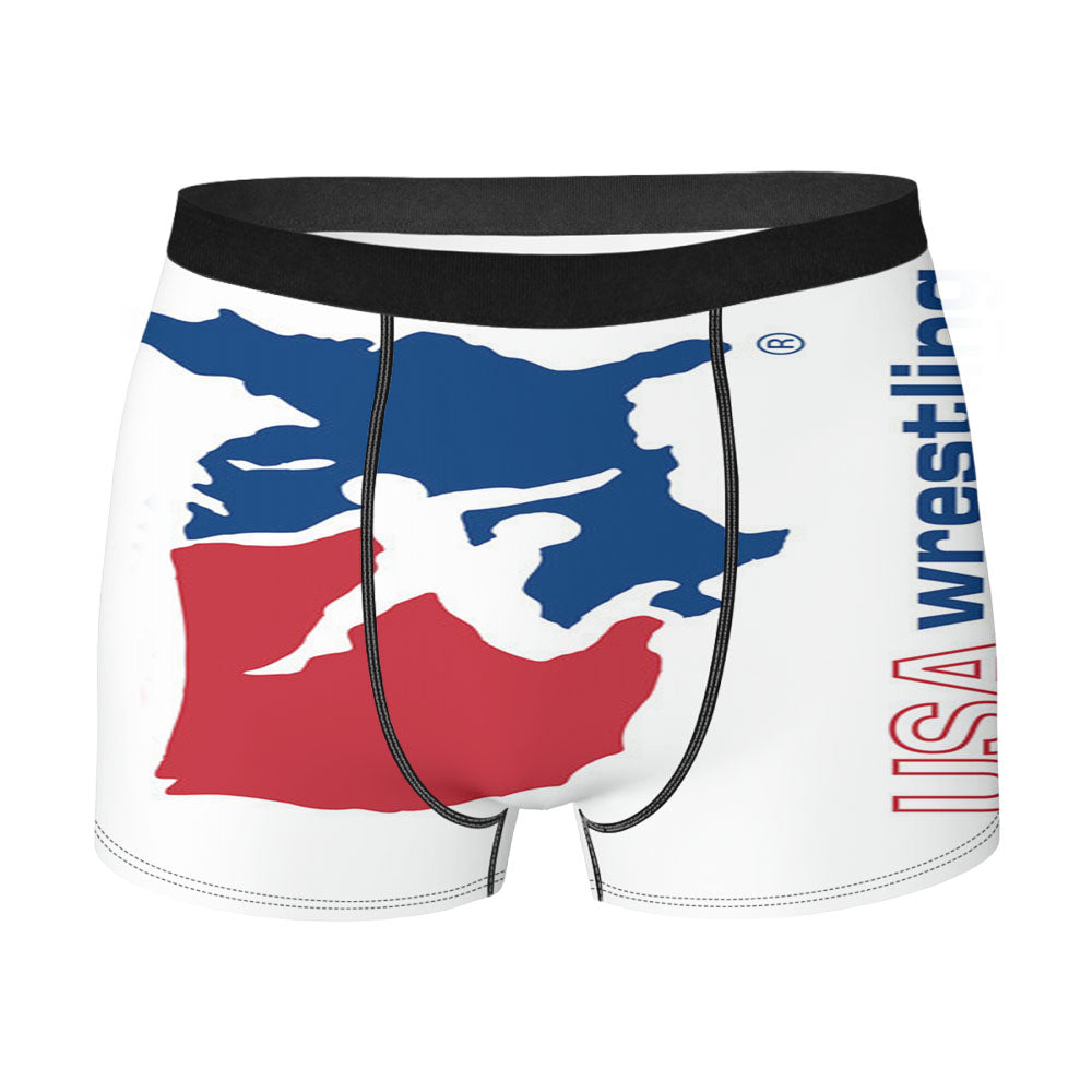 Wrestling Pattern Hard Uasw Logo Men's Boxer Briefs
