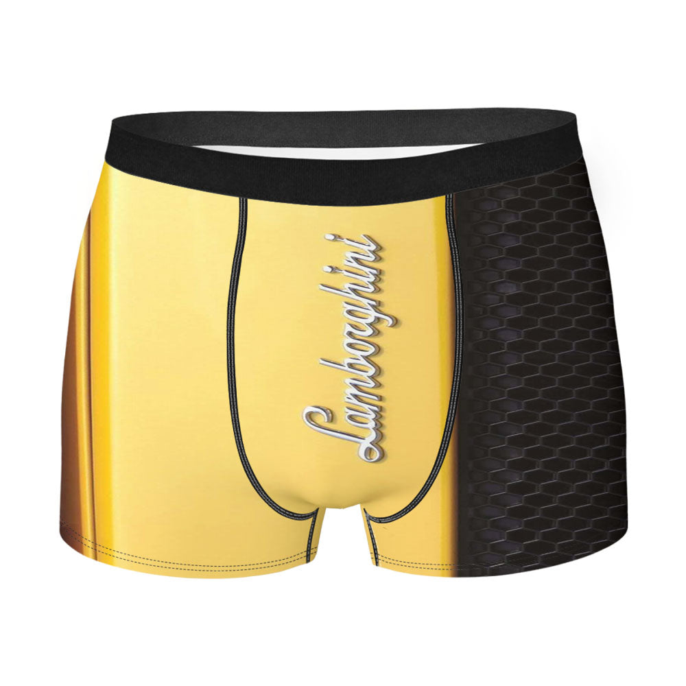 Yellow Car Lamborghini Gallardo Emblem Men's Boxer Briefs