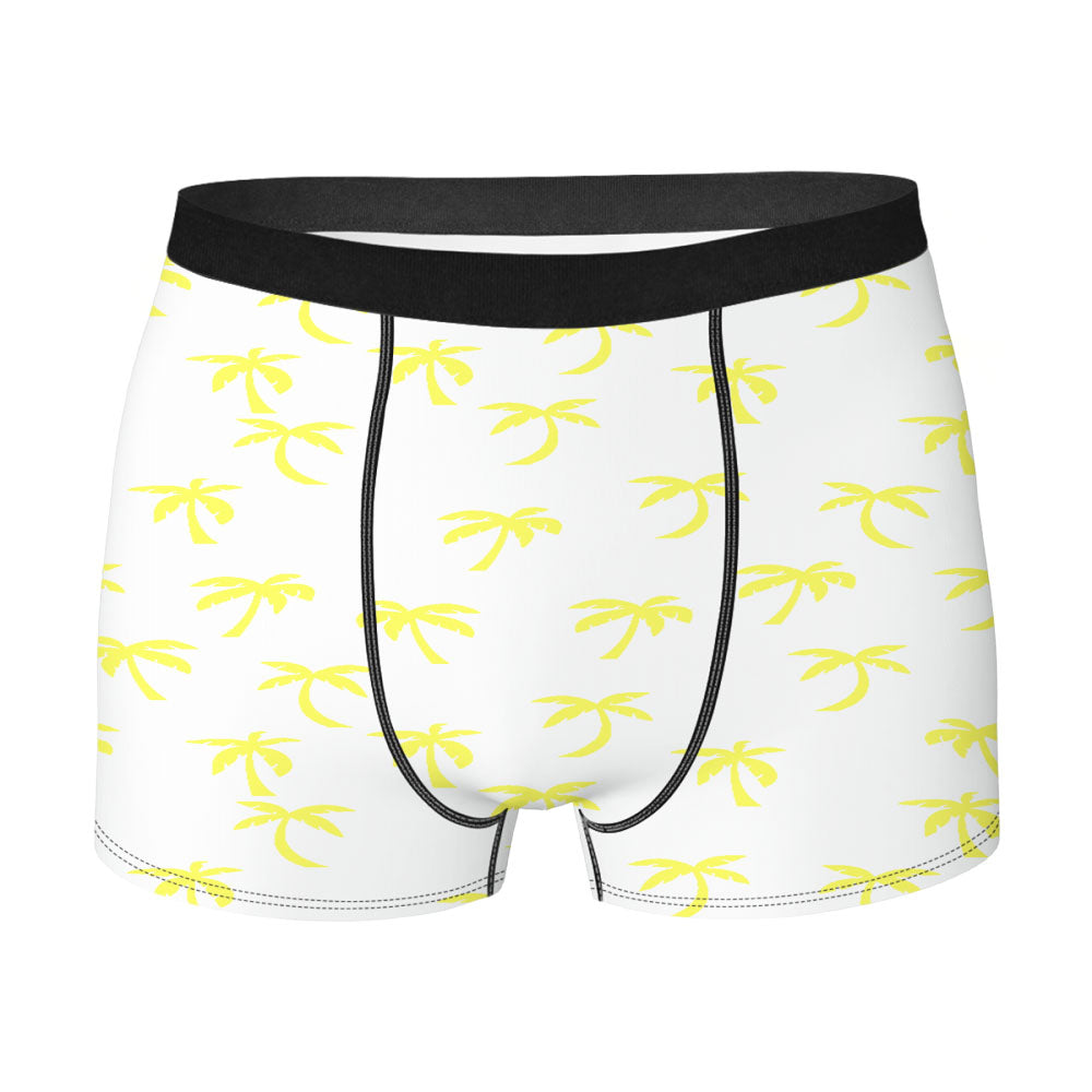 Yellow Palmtree Beach Pattern Men's Boxer Briefs