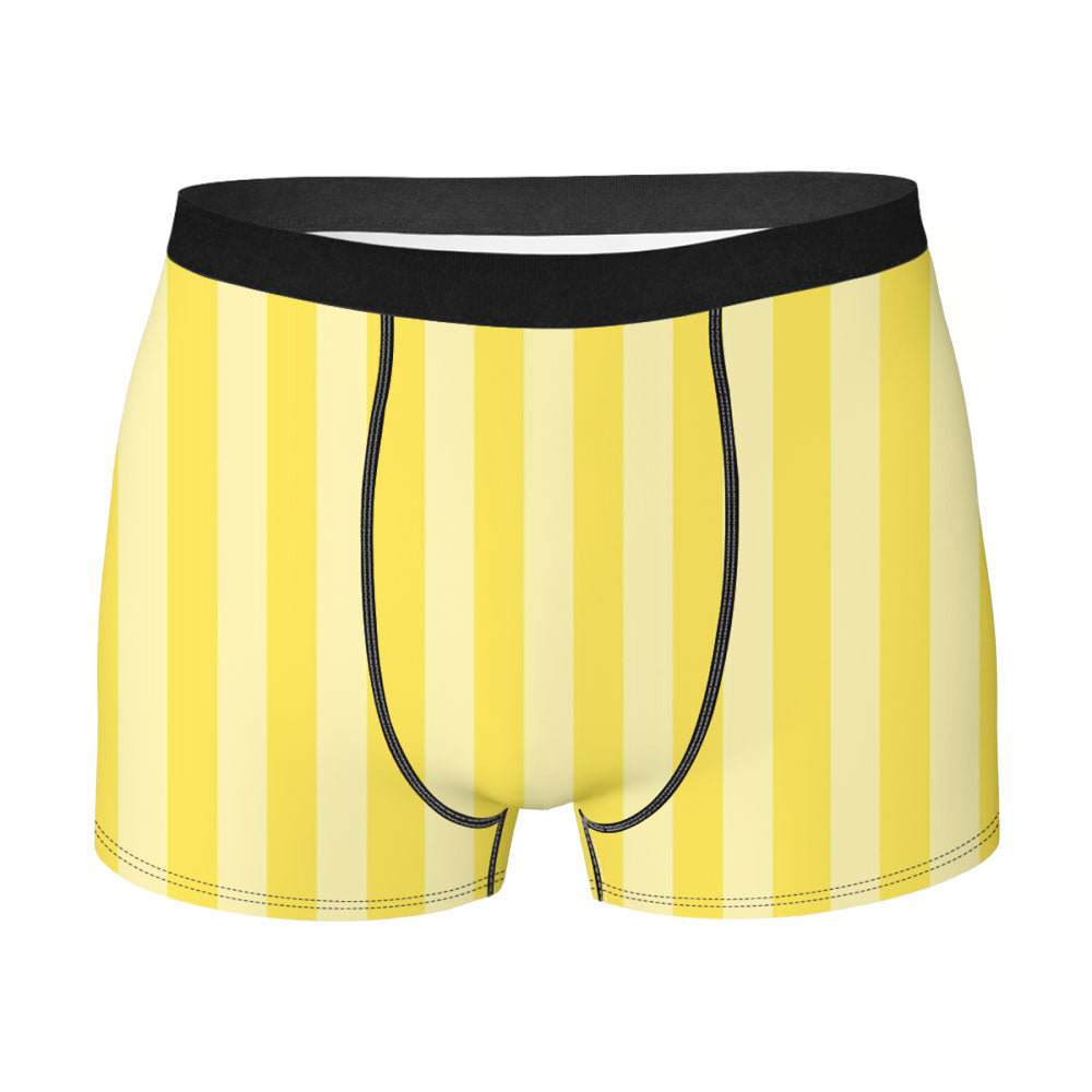 Yellow Stripes Pattern Men's Boxer Briefs