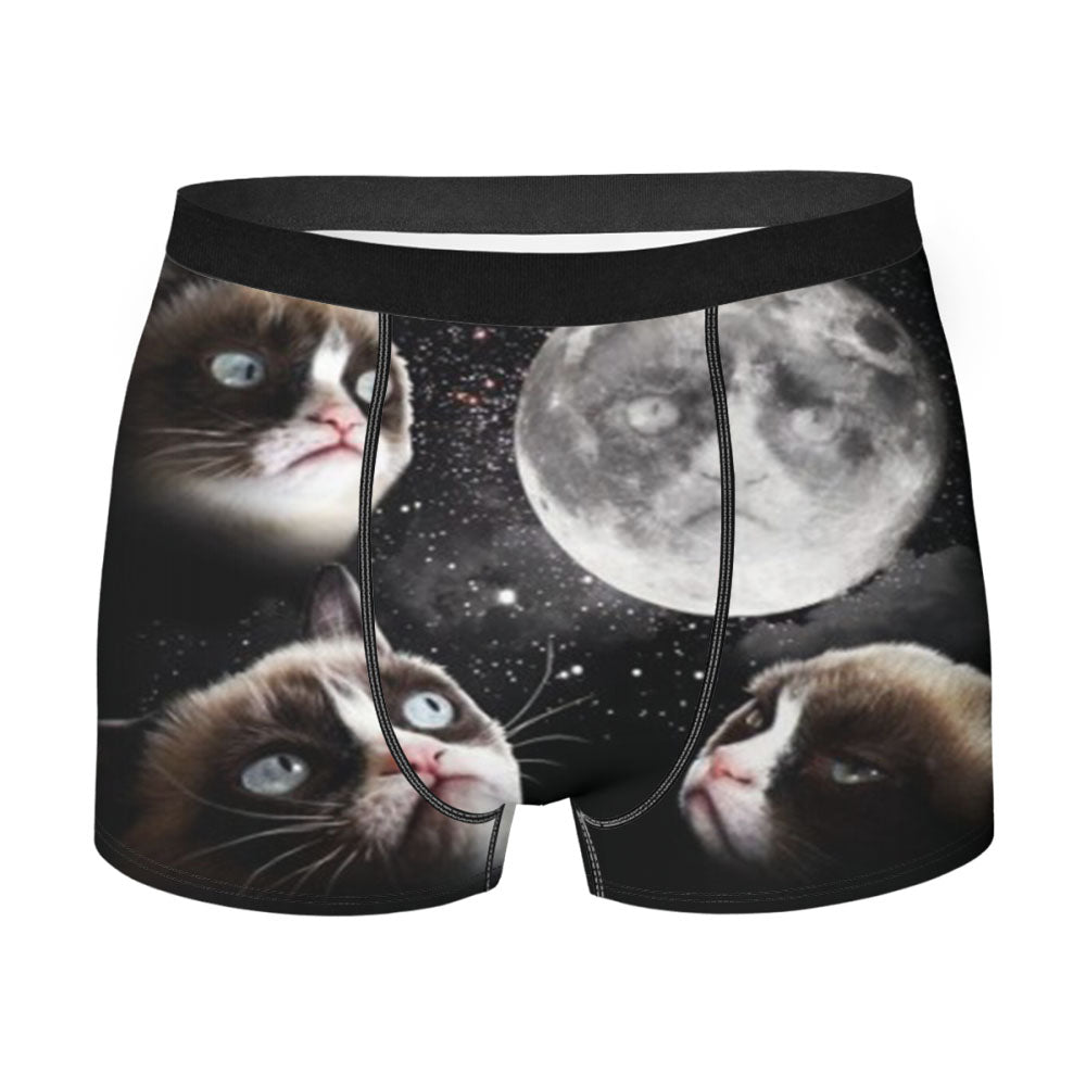Black Grumpy Cat Like A Moon 3 Men'S Boxer Briefs