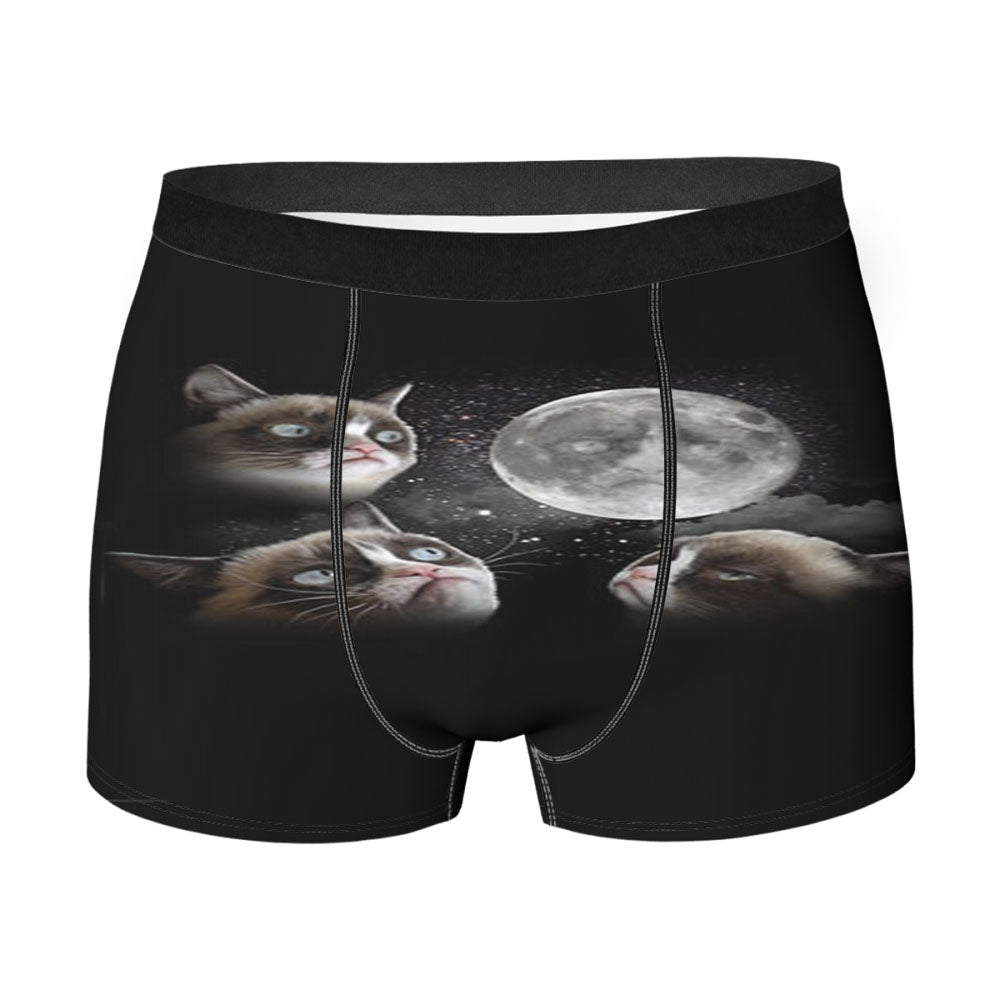 Three Grumpy Cat Moon Men'S Boxer Briefs