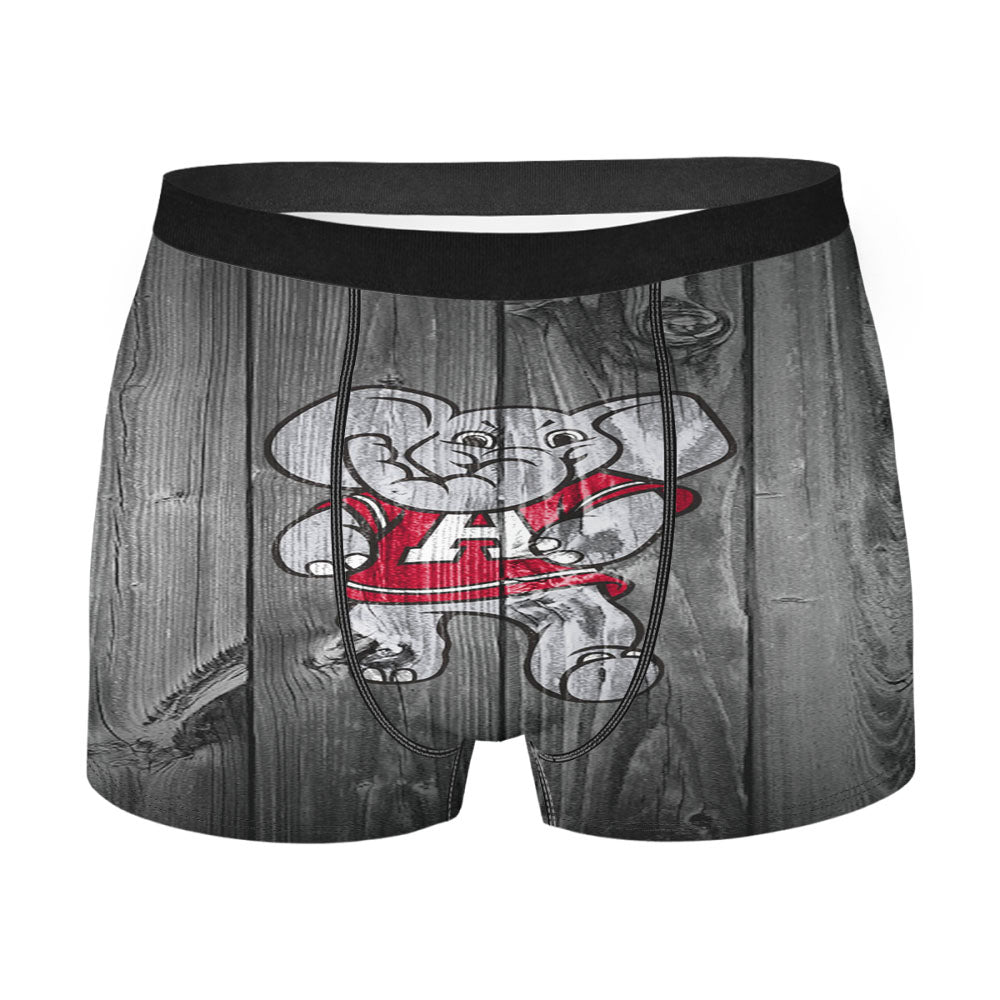 Alabama Crimson Tide Elephant Logo Dark Wood Wallpaper Men'S Boxer Briefs