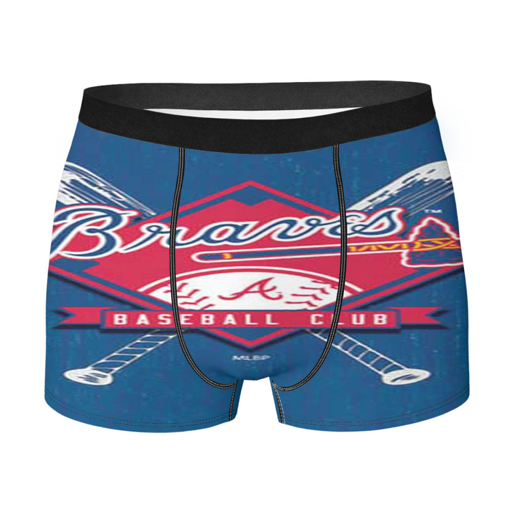 Atlanta Braves Logo On Wood Men'S Boxer Briefs