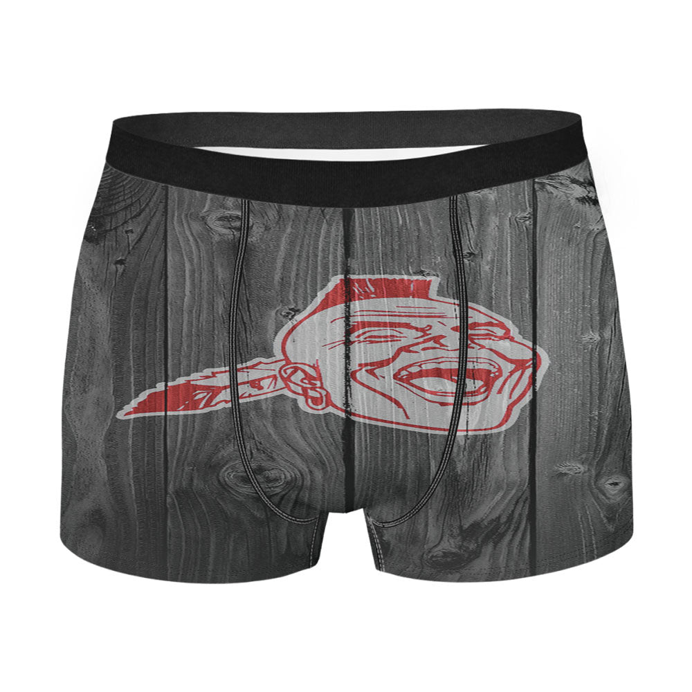 Atlanta Braves Primary Logo Dark Wood Wallpaper Men'S Boxer Briefs