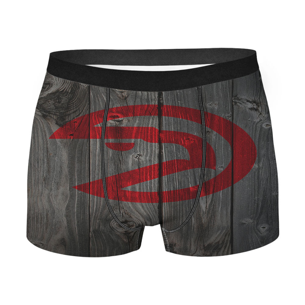Atlanta Hawks Nba Logo Dark Wood Wallpaper Men'S Boxer Briefs