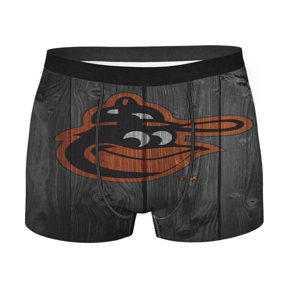 Baltimore Orioles Mlb Logo Dark Wood Wallpaper Men'S Boxer Briefs
