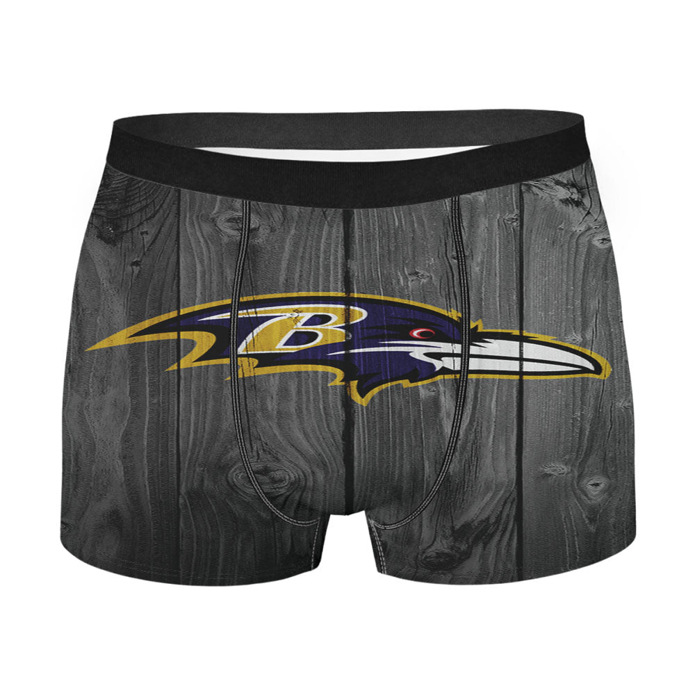 Baltimore Ravens Nfl Logo Dark Wood Wallpaper Men'S Boxer Briefs