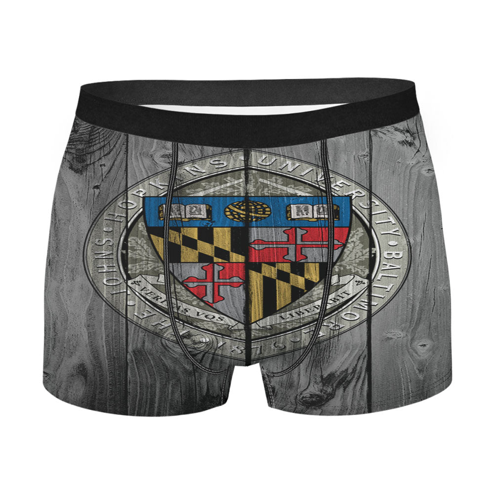 Baltimore University John Hopkins Logo Dark Wood Wallpaper Men'S Boxer Briefs