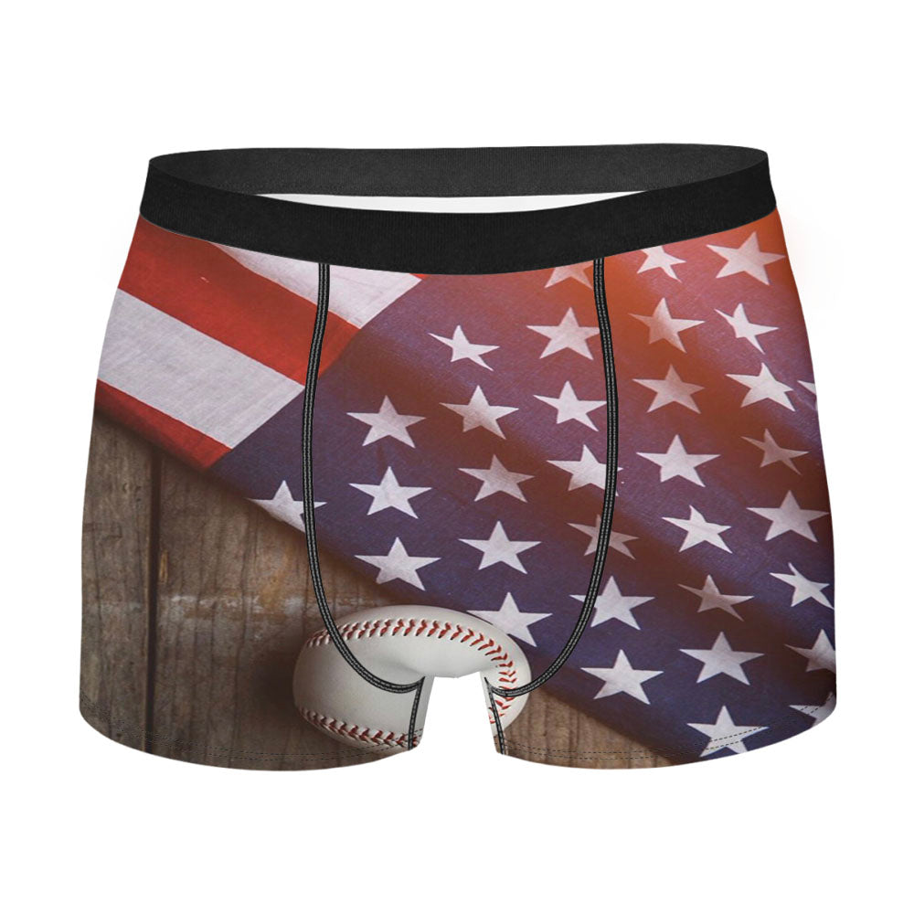 Baseball Ball And Flag Men'S Boxer Briefs
