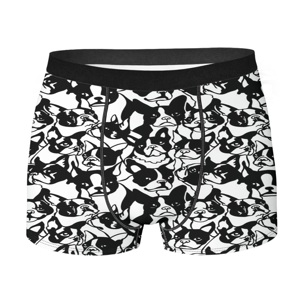Black White Boston Terrier Pattern Men'S Boxer Briefs
