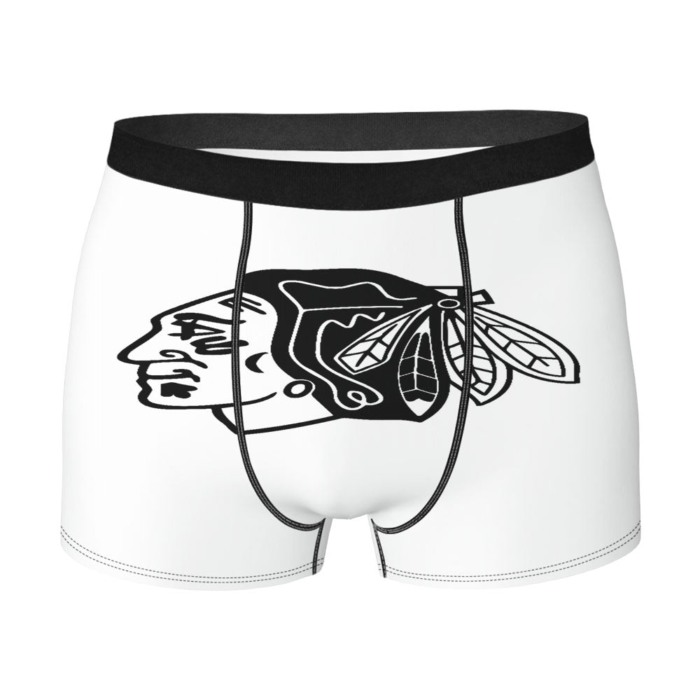 Black White Chicago Blackhawks Logo Men'S Boxer Briefs