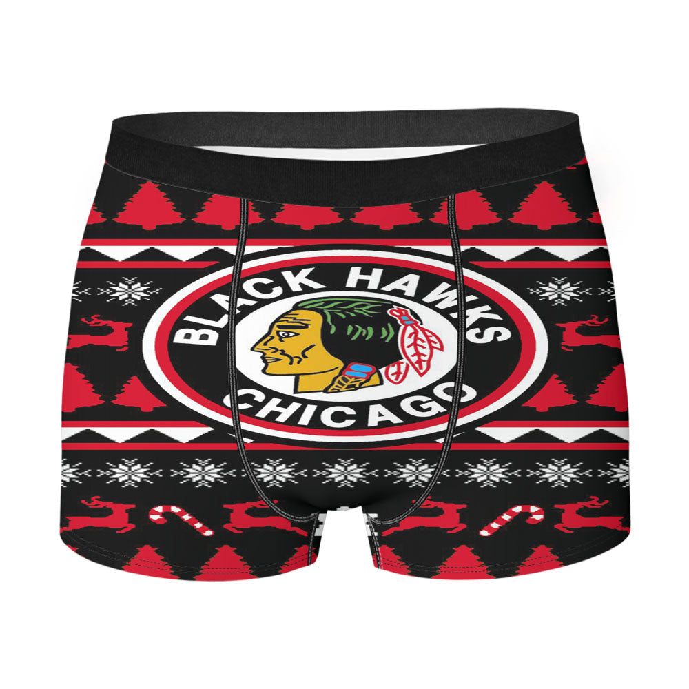 Blackhawks Chicago Christmas Winter Sweater Men'S Boxer Briefs