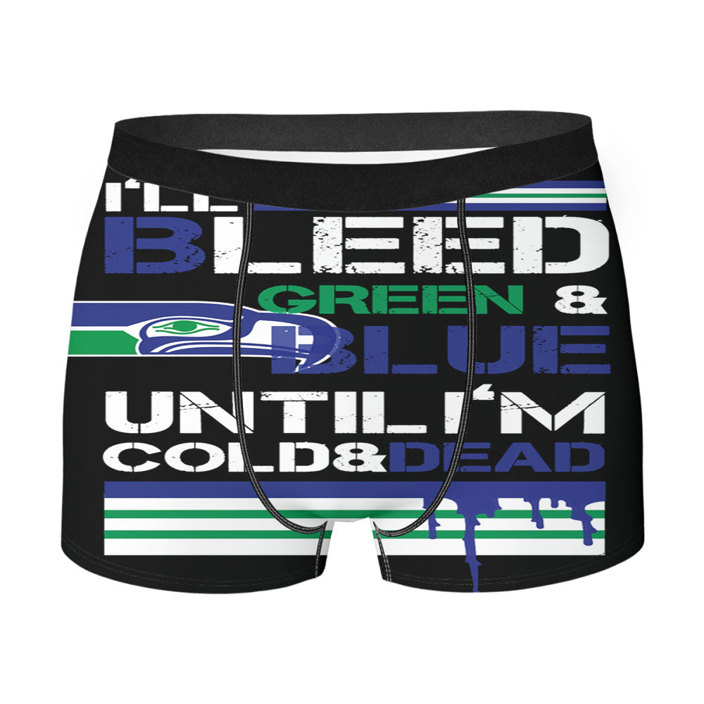 Bleed Green And Blue Seattle Seahawks Men'S Boxer Briefs