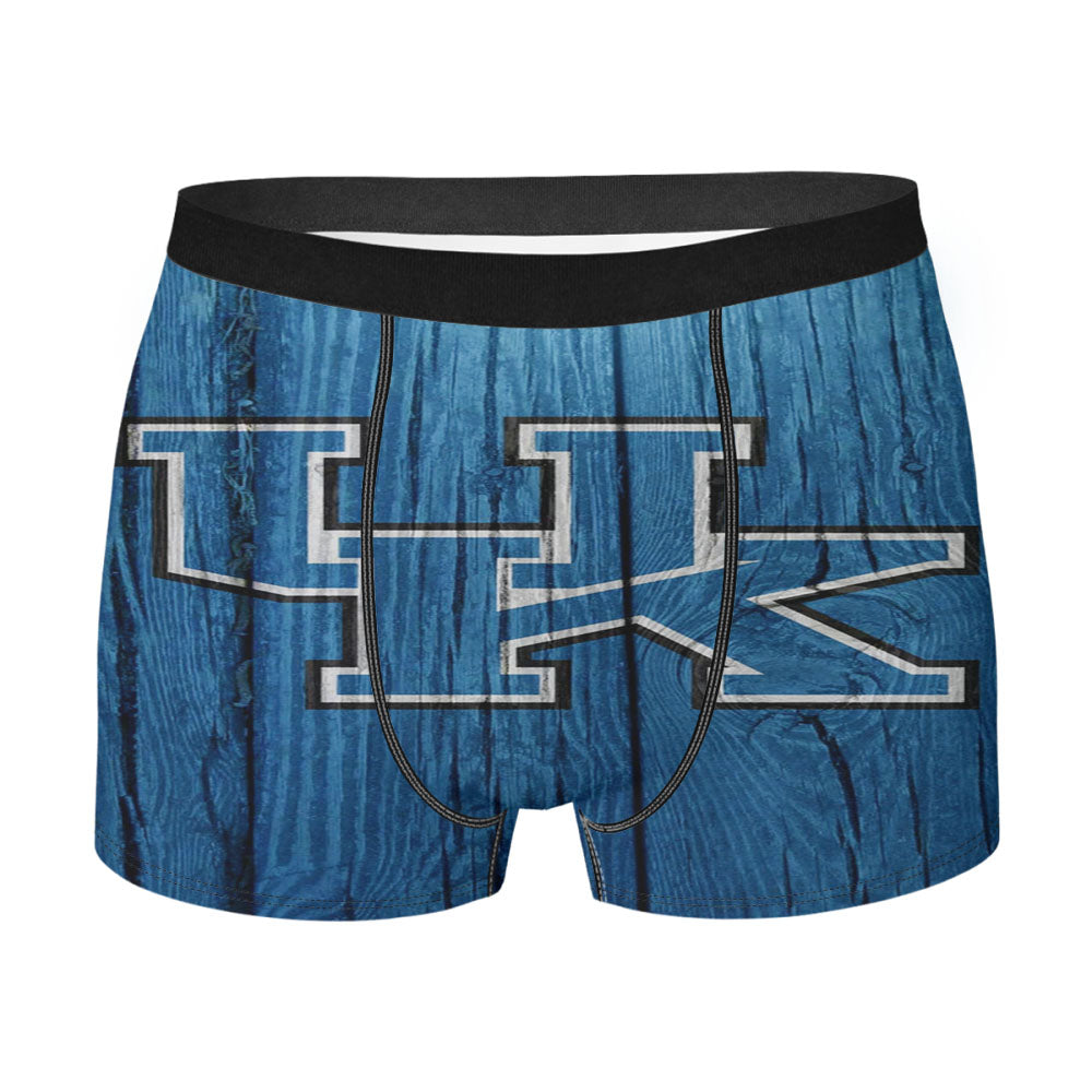 Blue Uk Kentucky Wildcats Wood Texture Wallpaper Men'S Boxer Briefs