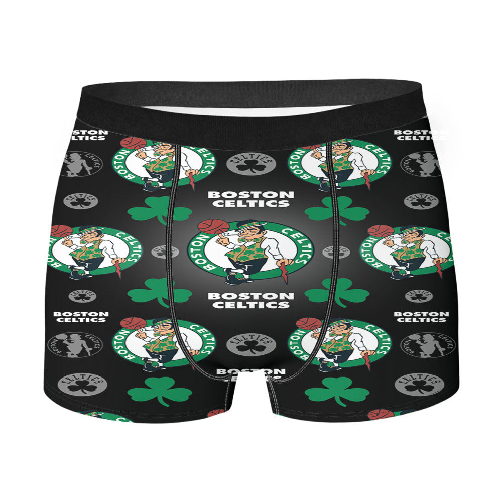 Boston Celtics Logo Pattern Black Men'S Boxer Briefs