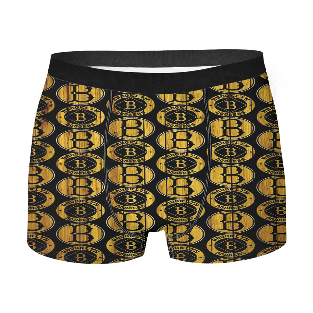 Brooklyn Nets New York Logo Dark Wood Pattern Men'S Boxer Briefs