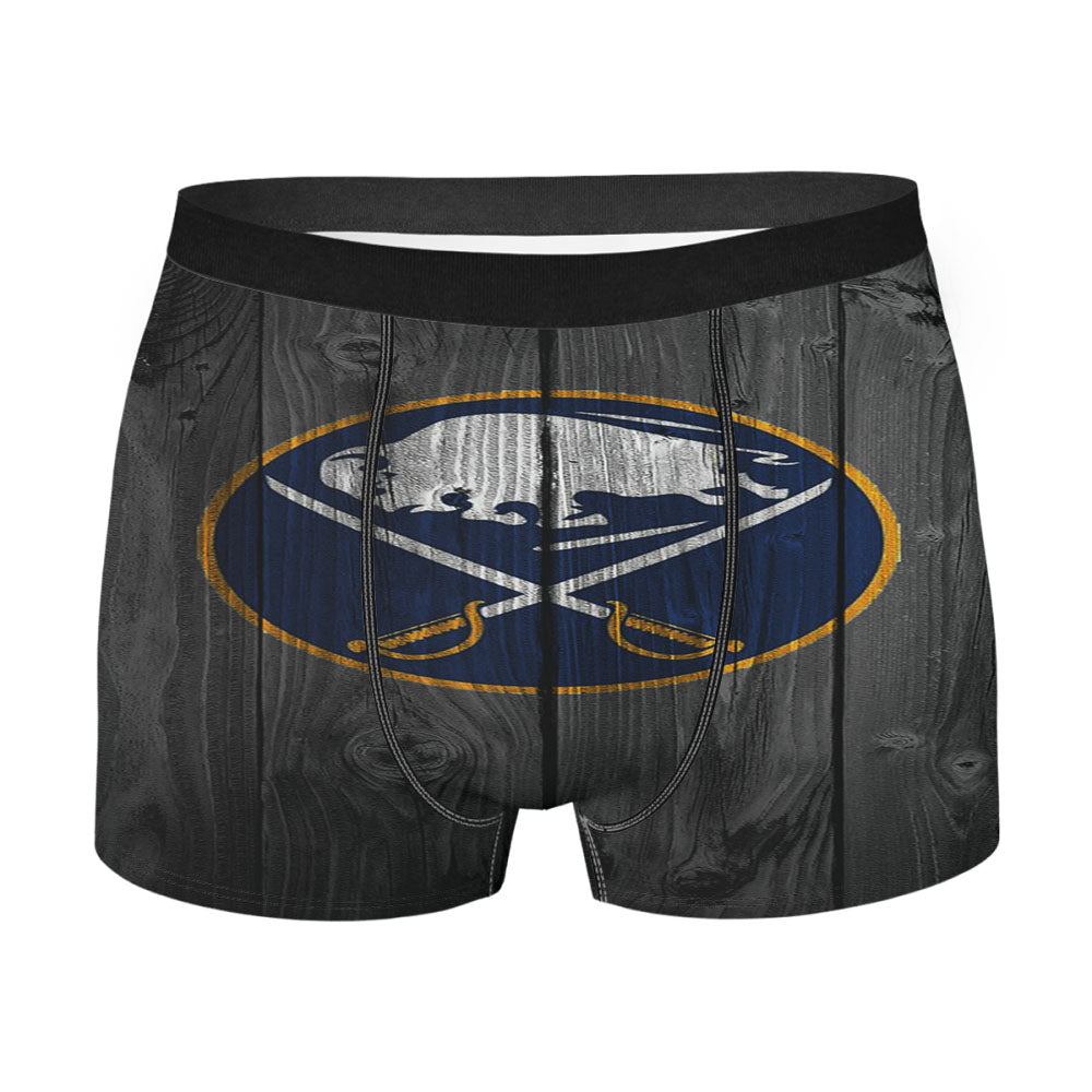 Buffalo Sabres Nhl Logo Dark Wood Wallpaper Men'S Boxer Briefs