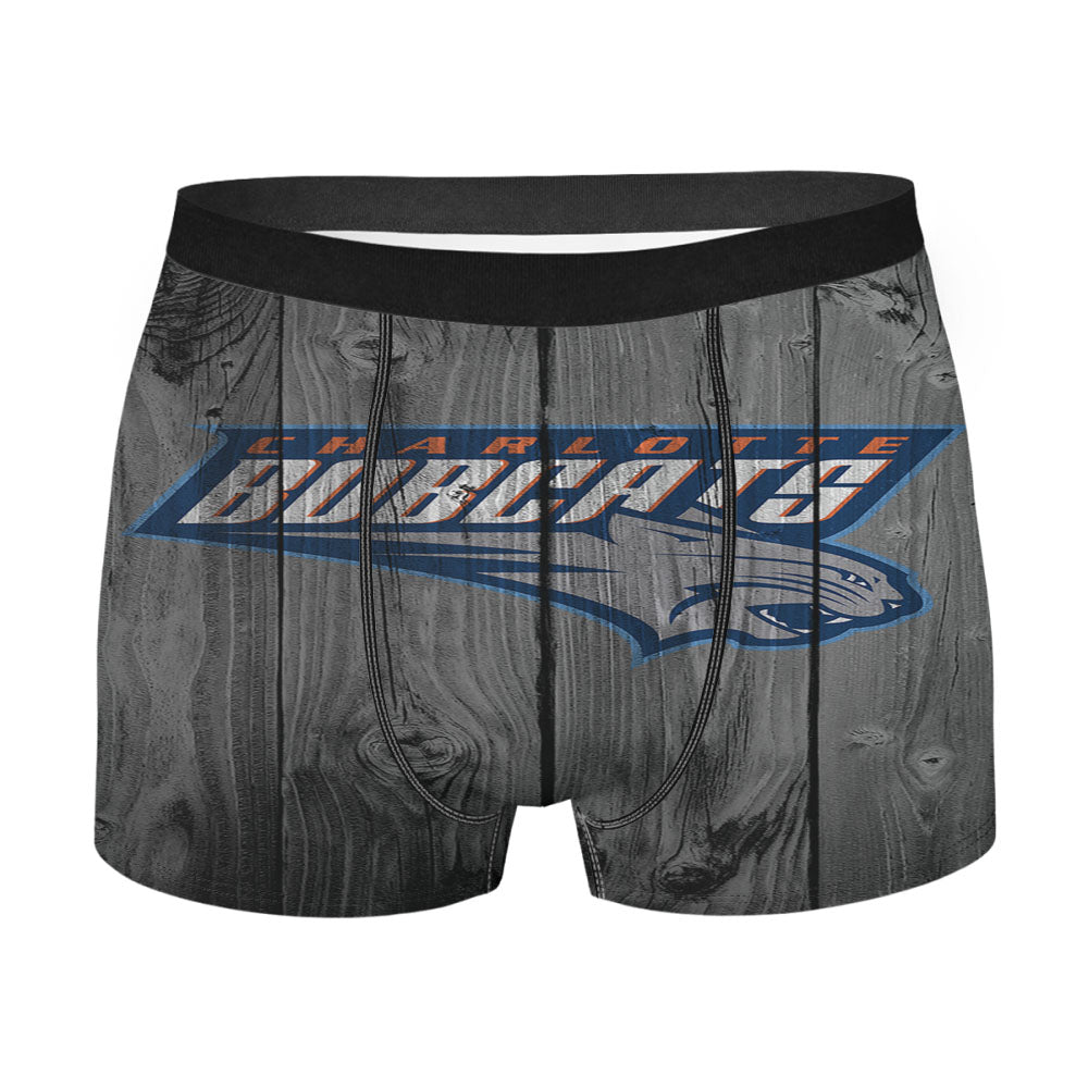 Charlotte Bobcats Hornets Nba Logo Dark Wood Wallpaper Men'S Boxer Briefs