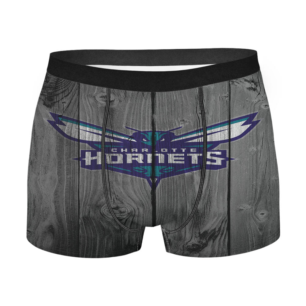 Charlotte Hornets Nba Logo Dark Wood Wallpaper Men'S Boxer Briefs