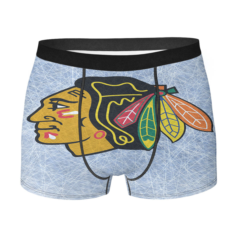 Chicago Blackhawks Ice Texture Logo Wallpaper Men'S Boxer Briefs