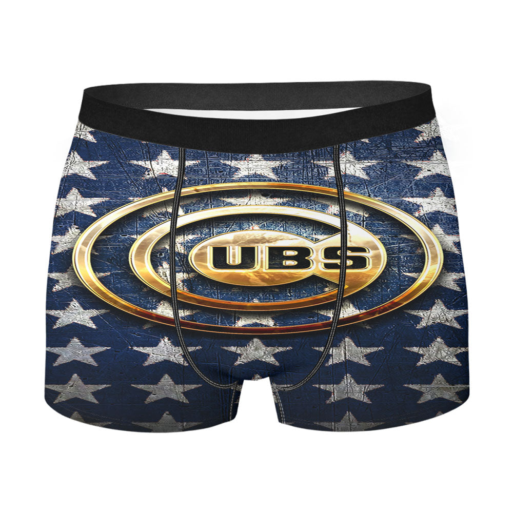 Chicago Cubs Golden Logo Usa Men'S Boxer Briefs