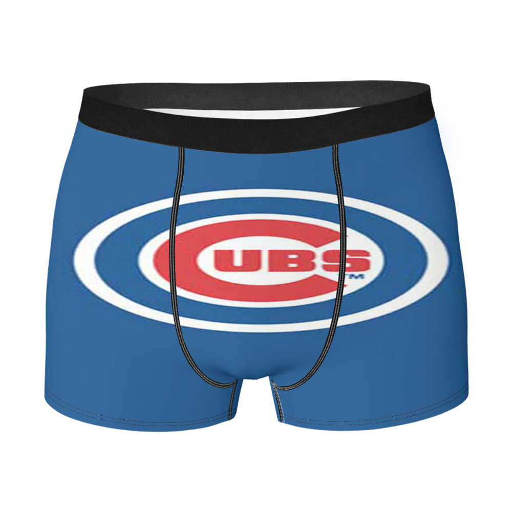 Chicago Cubs Logo On Blue Men'S Boxer Briefs