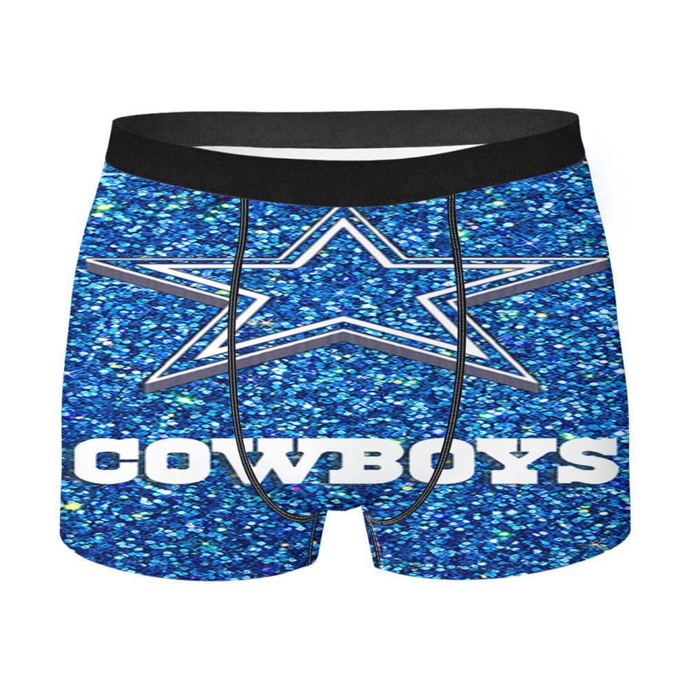 Dallas Cowboys Blue Sparkling Glitter Men'S Boxer Briefs