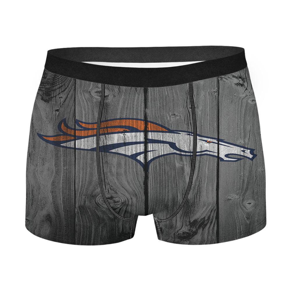 Denver Broncos Nfl Logo Dark Wood Wallpaper Men'S Boxer Briefs