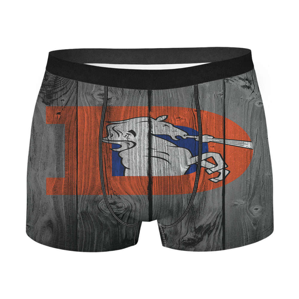 Denver Broncos Old School Logo Dark Wood Wallpaper Men'S Boxer Briefs