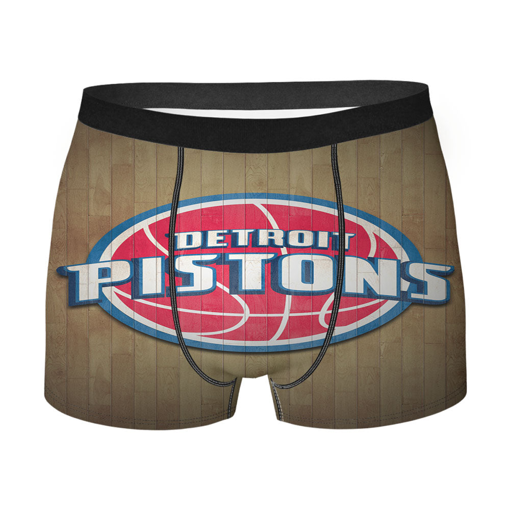 Detroit Pistons Nba Wood Logo Men'S Boxer Briefs