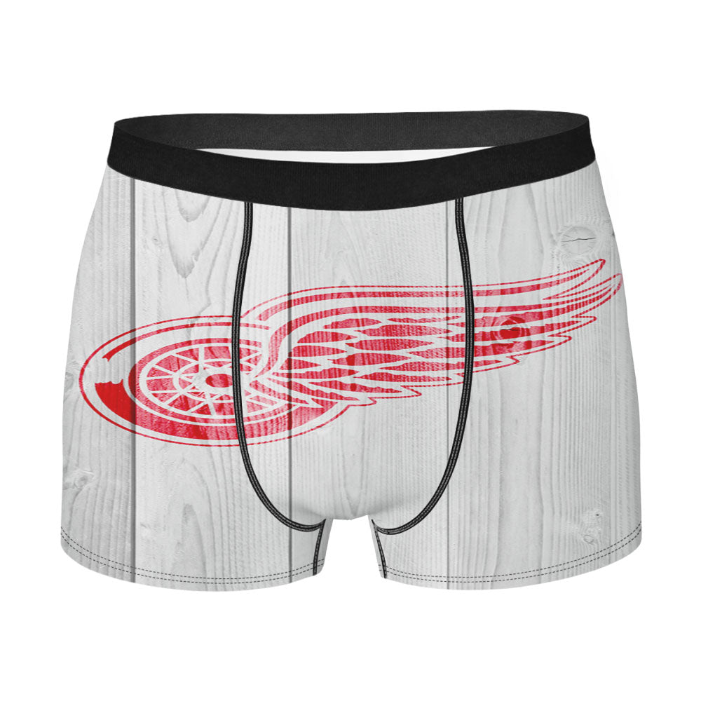 Detroit Red Wings Logo Wood Wallpaper Men'S Boxer Briefs
