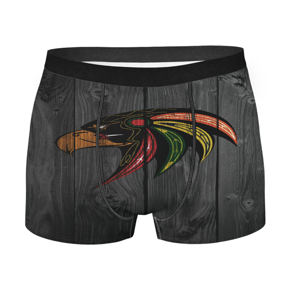 Eagle Chicago Blackhawks Logo Dark Wood Wallpaper Men'S Boxer Briefs